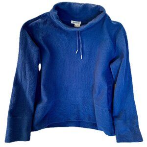 Orvis Women's Pullover Medium Blue Cowl Neck Drawstring Oversize Sweater Top